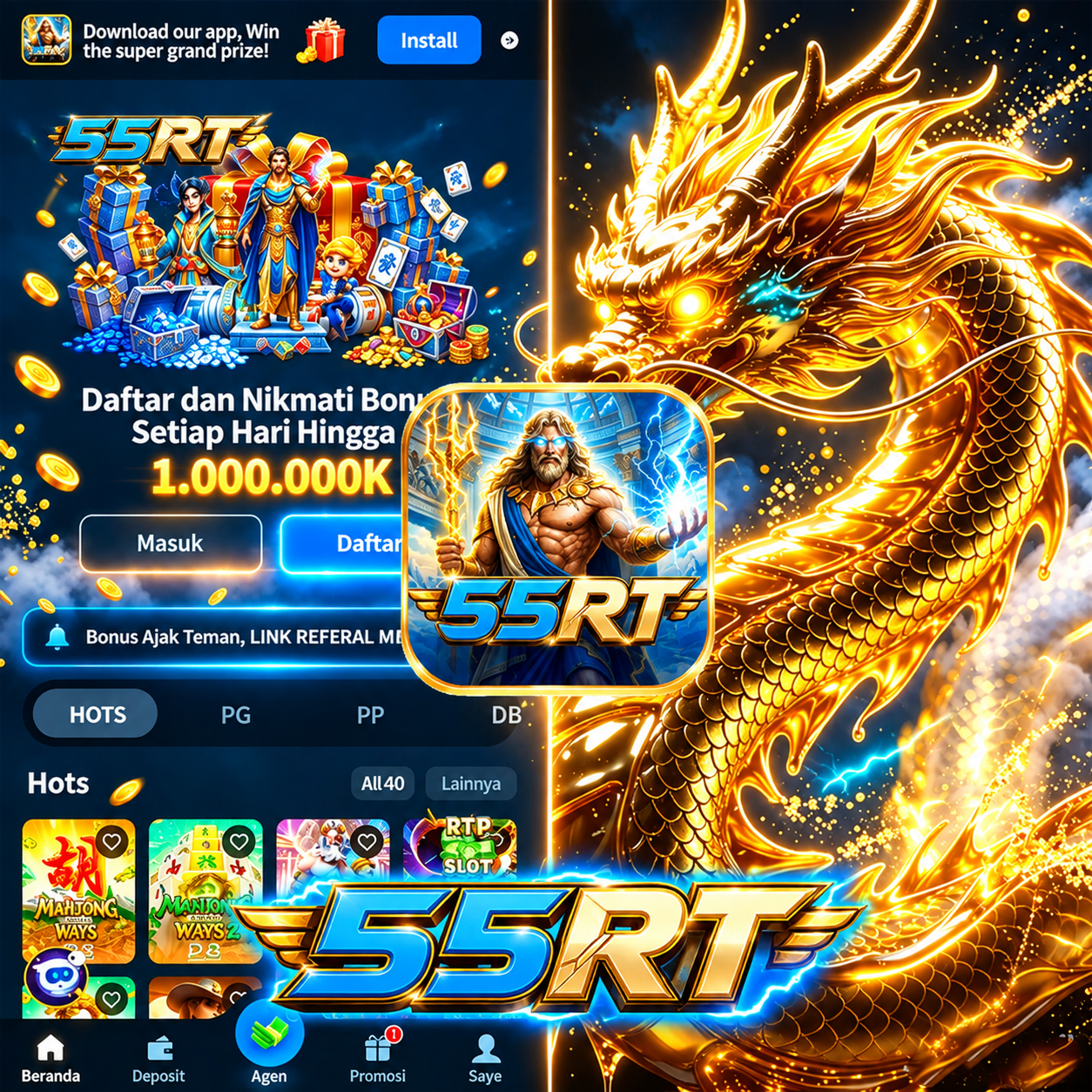 55RT - Situs Resmi Slot Online dan Pilihan Game PG Soft